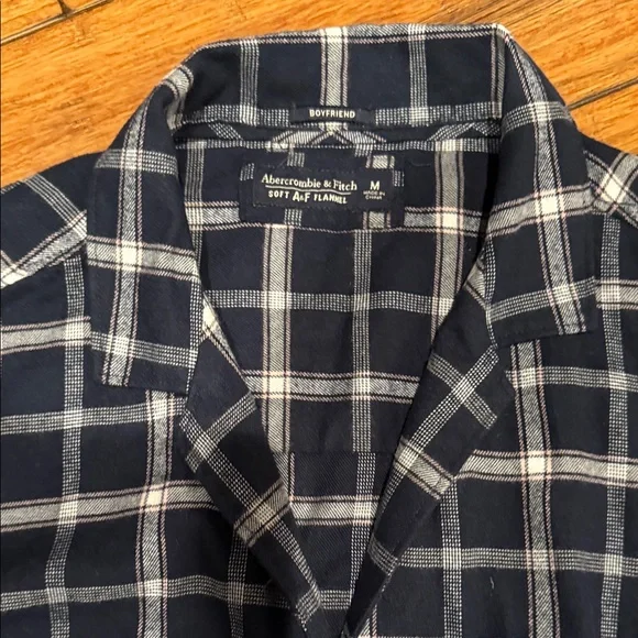 Abercrombie & Fitch Sz M Women’s Boyfriend Flannels-Black, White, Pink, and Blue - Picture 6 of 9